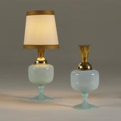 Pair of Italian 1960s Murano pale turquoise table lamps - 3575708