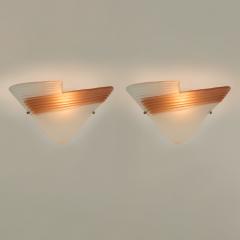 Pair of Italian 1970s Art deco stye Murano fan shaped wall lights - 4615774