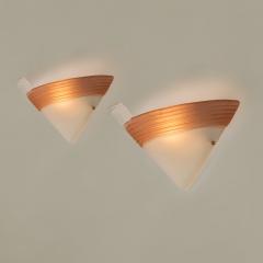 Pair of Italian 1970s Art deco stye Murano fan shaped wall lights - 4615780