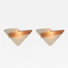 Pair of Italian 1970s Art deco stye Murano fan shaped wall lights - 4616094