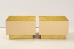 Pair of Italian 1970s Brass and Lacquer Cube Form Coffee Tables - 1814792