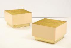 Pair of Italian 1970s Brass and Lacquer Cube Form Coffee Tables - 1814801
