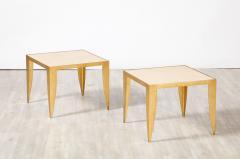 Pair of Italian 1970s Gilt Metal and Travertine Tables - 2919061