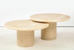 Pair of Italian 1970s Travertine Circular Coffee Tables - 1203473