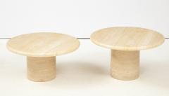 Pair of Italian 1970s Travertine Circular Coffee Tables - 1203477