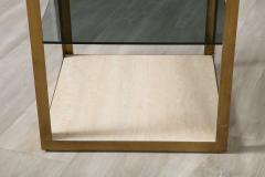 Pair of Italian 1970s Travertine and Smoked Glass Side Tables - 2640671
