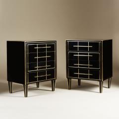 Pair of Italian 1970s black glass chest of drawers - 2013960