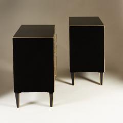 Pair of Italian 1970s black glass chest of drawers - 2013961