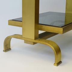 Pair of Italian 1970s brass and glass bedside tables - 3447617