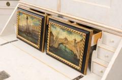 Pair of Italian 19th Century Paintings Depicting Venice in Black and Gold Frames - 3521595