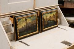 Pair of Italian 19th Century Paintings Depicting Venice in Black and Gold Frames - 3521596