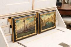 Pair of Italian 19th Century Paintings Depicting Venice in Black and Gold Frames - 3521692