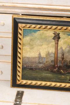 Pair of Italian 19th Century Paintings Depicting Venice in Black and Gold Frames - 3521699