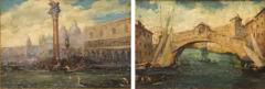 Pair of Italian 19th Century Paintings Depicting Venice in Black and Gold Frames - 3524401