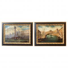 Pair of Italian 19th Century Paintings Depicting Venice in Black and Gold Frames - 3660214