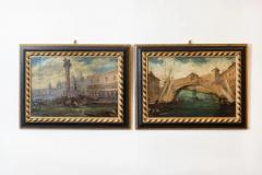 Pair of Italian 19th Century Paintings Depicting Venice in Black and Gold Frames - 3660290