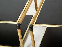 Pair of Italian Alberto Smania bamboo brass black wood side tables 1970s - 2636830