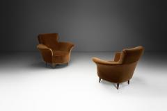 Pair of Italian Armchairs in Burnt Orange Upholstery Italy 1950s - 4481995