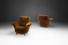 Pair of Italian Armchairs in Burnt Orange Upholstery Italy 1950s - 4482646