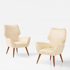 Pair of Italian Armchairs with Wood Legs Italy circa 1940 - 3392135