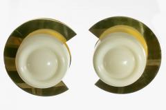 Pair of Italian Art Deco Brass Sconces or Flush Mount Lights circa 1935 - 2983836
