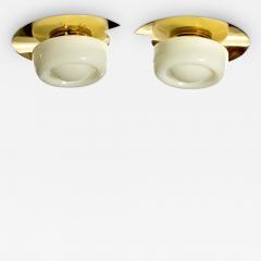 Pair of Italian Art Deco Brass Sconces or Flush Mount Lights circa 1935 - 2984695
