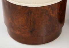 Pair of Italian Art Deco Burl Wood Circular Stools - 2948305