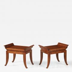 Pair of Italian Art Deco Mahogany Stools circa 1930 - 4426302