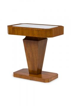 Pair of Italian Art Deco Style Single Drawer Marble Top End Tables - 4655297