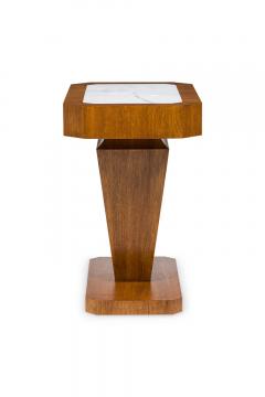 Pair of Italian Art Deco Style Single Drawer Marble Top End Tables - 4655298