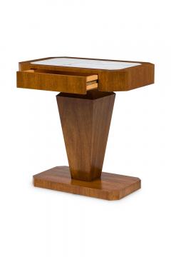 Pair of Italian Art Deco Style Single Drawer Marble Top End Tables - 4655302
