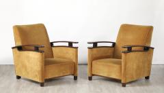Pair of Italian Art Deco Walnut Lounge Chairs circa 1940 - 4430432