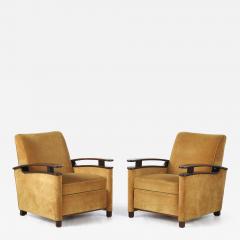Pair of Italian Art Deco Walnut Lounge Chairs circa 1940 - 4434805