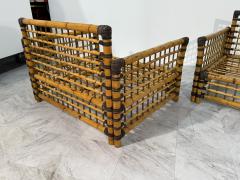 Pair of Italian Bamboo and Rattan Lounge Chairs 1970s - 4253309