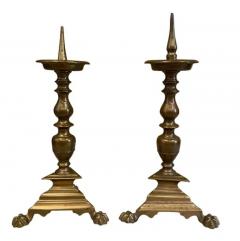 Pair of Italian Baroque Bronze Pricket Candlesticks - 4130075