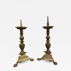 Pair of Italian Baroque Bronze Pricket Candlesticks - 4133144
