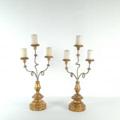 Pair of Italian Baroque Carved Painted and Gilt Candelabras Italy circa 1900 - 4113736