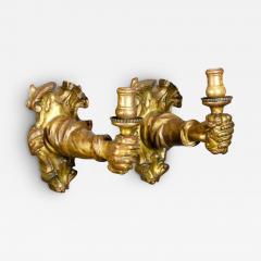 Pair of Italian Baroque Giltwood Arm Form Wall Lights - 3742949