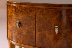 Pair of Italian Bedside Tables in Burl and Olive Glass 1950s - 4577159