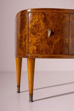 Pair of Italian Bedside Tables in Burl and Olive Glass 1950s - 4577160