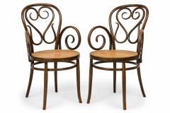 Pair of Italian Bentwood and Caning Scroll Design Armchairs - 2789723