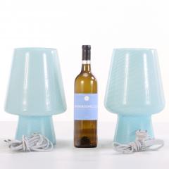 Pair of Italian Blue Glass Boudoir Lamps C 1990  - 4602533