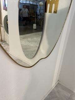 Pair of Italian Brass Framed Shield Form Wall Mirrors 1950s - 4357605
