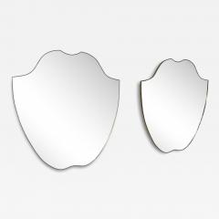 Pair of Italian Brass Framed Shield Form Wall Mirrors 1950s - 4358475