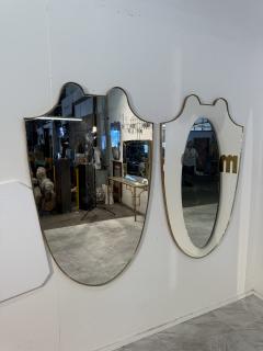 Pair of Italian Brass Framed Shield Form Wall Mirrors 1950s - 4357654