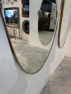 Pair of Italian Brass Framed Shield Form Wall Mirrors 1950s - 4357655