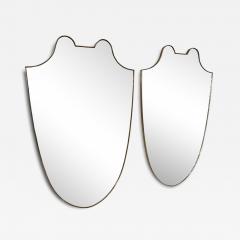 Pair of Italian Brass Framed Shield Form Wall Mirrors 1950s - 4358476