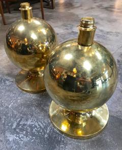 Pair of Italian Brass Globe Lamps 1960s - 692424