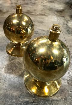 Pair of Italian Brass Globe Lamps 1960s - 692428