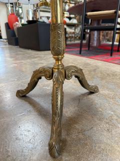 Pair of Italian Brass Pedestal Side Tables with Marble Tops 1970s - 4477078